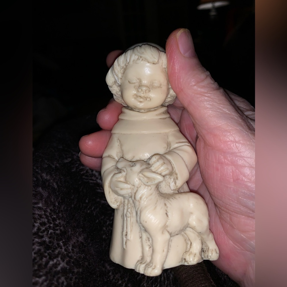 A.Santini Sculpture Child With Lamb